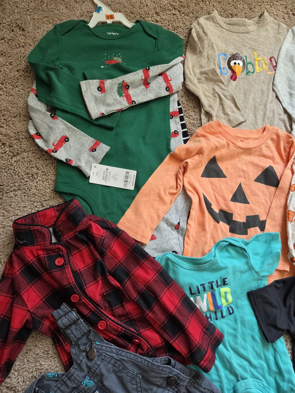 Bundle 18 Months Boys Halloween Pumpkin Nike Carters Osh Skull Overalls Christma
